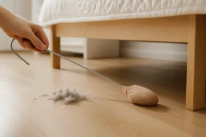 用舊衣架包舊絲襪清床底
