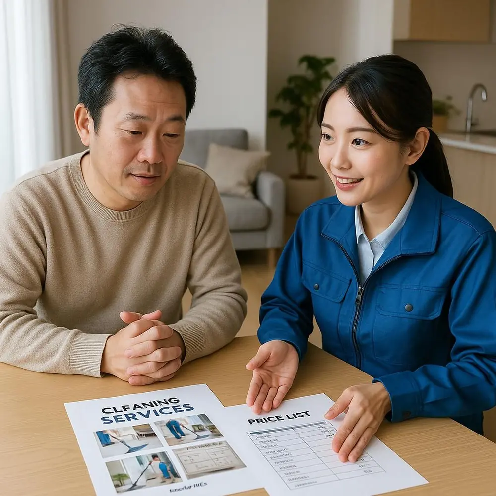 cleaning_consultation-1 清潔公司人員與客戶洽談細項內容與價格等事項