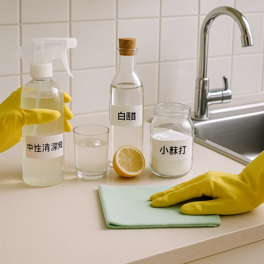 grout-mold-clean-3 中性清潔劑+白醋+小蘇打+檸檬