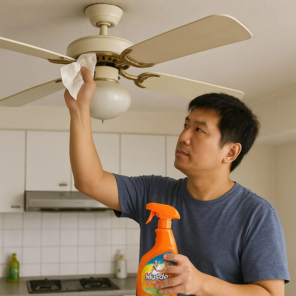 clean-fan-light-3 廚房的吊扇燈有油汙用除油清潔劑清洗