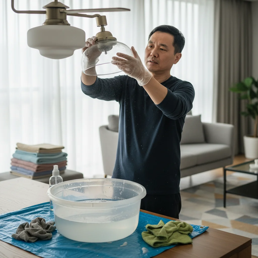 clean-fan-light-2 將吊扇燈的燈罩拆下來清洗